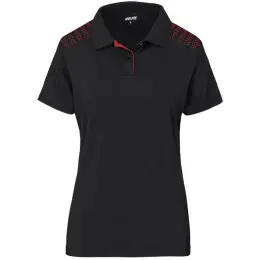 Ladies Aerogrid Golf Shirt Black-Red Front